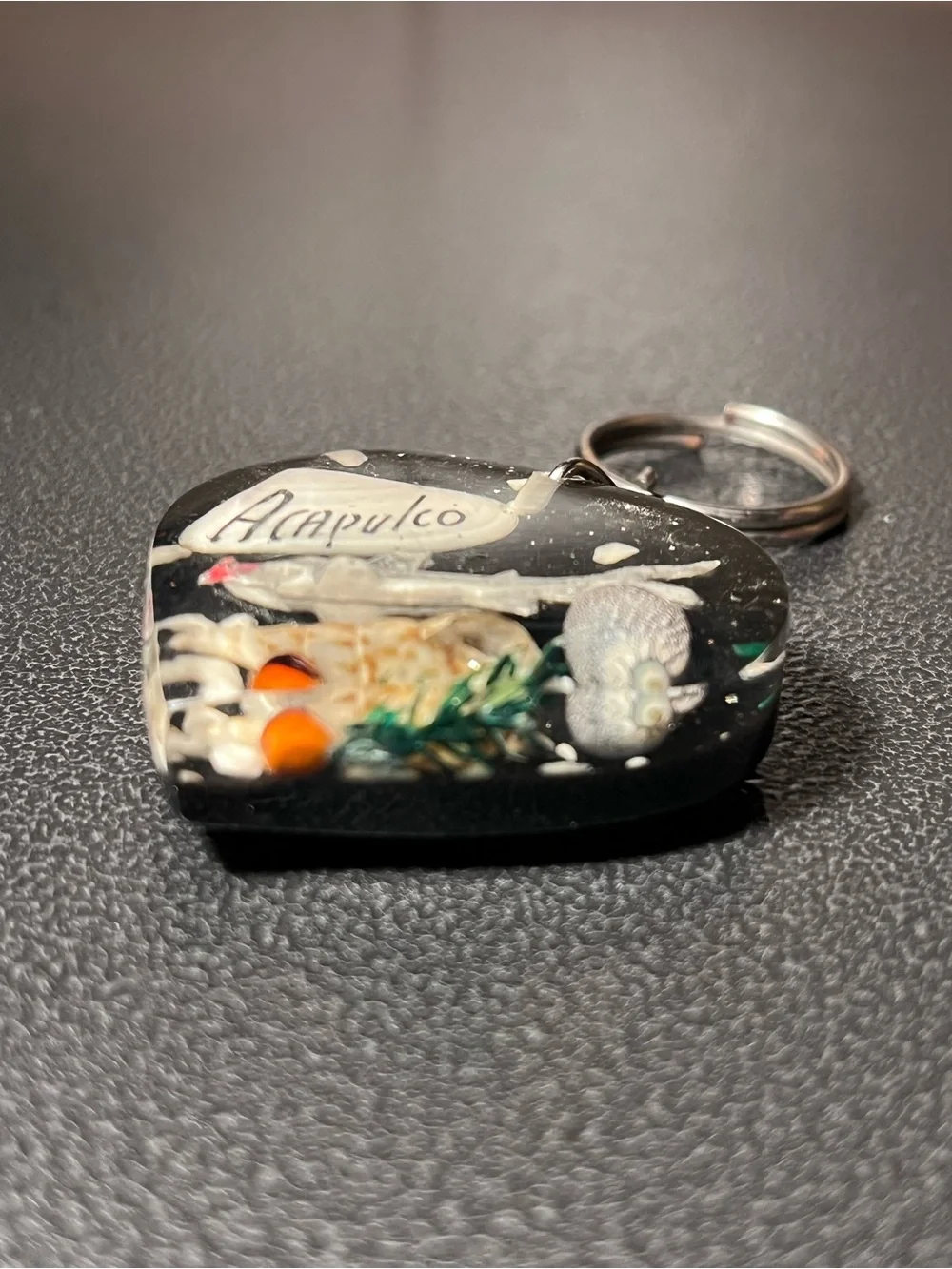 Vintage Souvenir Keyring ACAPULCO MEXICO Keychain Shark and Shells, Souvenirs